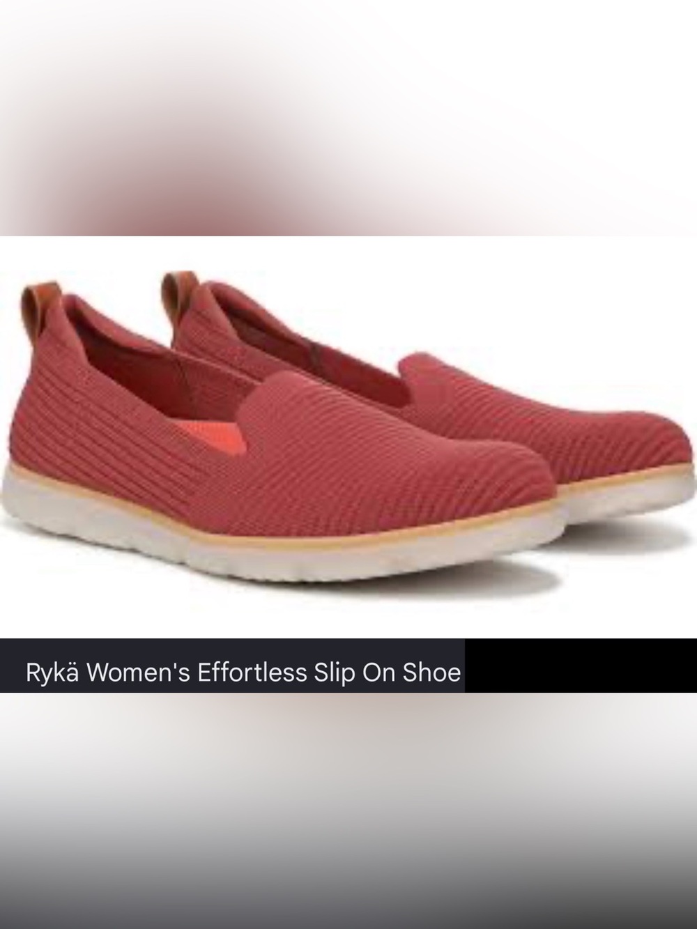 NWT Ryka Casual Athletic Women's Effortless Slip On Shoe, Red Ochre, Size 6 Wide